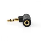 Sztereó audio adapter | 3.5 mm Dugasz | 3.5 mm Aljzat | Aranyozott | Könyök 90 ° | Fém | Antracit | 1 db | Ablakos Doboz
