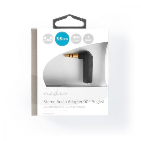 Sztereó audio adapter | 3.5 mm Dugasz | 3.5 mm Aljzat | Aranyozott | Könyök 90 ° | Fém | Antracit | 1 db | Ablakos Doboz