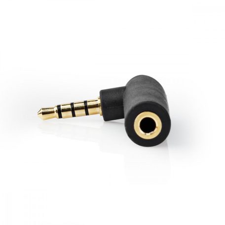 Sztereó audio adapter | 3.5 mm Dugasz | 3.5 mm Aljzat | Aranyozott | Könyök 90 ° | Fém | Antracit | 1 db | Ablakos Doboz