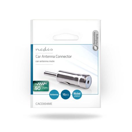 Autó antenna csatlakozó | Egyenes | Dugasz | Réz | 50 Ohm | Rányomás | Fém | Ezüst | 10 db | Boríték