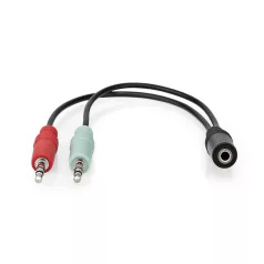   Sztereó audiokábel | 3.5 mm Aljzat | 2 db 3,5 mm-es Dugasz | Nikkelezett | 0.20 m | Kerek | Fekete | Doboz