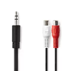   Sztereó audiokábel | 3.5 mm Dugasz | 2x RCA Aljzat | Nikkelezett | 0.20 m | Kerek | Doboz