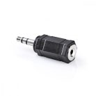 Sztereó audio adapter | 3.5 mm Dugasz | 2.5 mm Aljzat | Nikkelezett | Egyenes | Fém | Fekete | 1 db | Buborékfólia