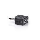 Sztereó audio adapter | 3.5 mm Dugasz | 2 db 3.5 mm-es Aljzat | Nikkelezett | Egyenes | ABS | Fekete | 1 db | Doboz