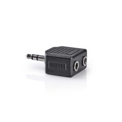  Sztereó audio adapter | 3.5 mm Dugasz | 2 db 3.5 mm-es Aljzat | Nikkelezett | Egyenes | ABS | Fekete | 1 db | Doboz