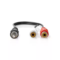   Mélynyomó kábel | RCA Dugasz | 2x RCA Aljzat | Nikkelezett | 0.20 m | Kerek | 5.0 x 2.5 mm | Fekete | Doboz