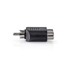 Mélynyomó adapter | RCA Dugasz | 2x RCA Aljzat | Nikkelezett | Egyenes | ABS | Fekete | 1 db | Doboz
