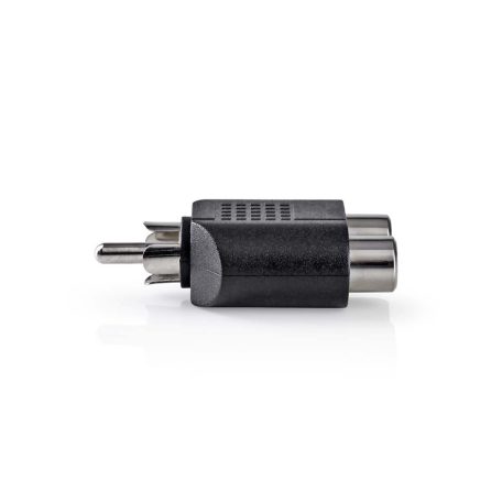 Mélynyomó adapter | RCA Dugasz | 2x RCA Aljzat | Nikkelezett | Egyenes | ABS | Fekete | 1 db | Doboz