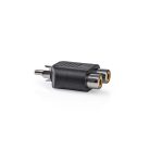 Mélynyomó adapter | RCA Dugasz | 2x RCA Aljzat | Nikkelezett | Egyenes | ABS | Fekete | 1 db | Doboz