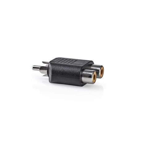 Mélynyomó adapter | RCA Dugasz | 2x RCA Aljzat | Nikkelezett | Egyenes | ABS | Fekete | 1 db | Doboz