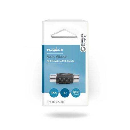 Mono audio adapter | RCA Aljzat | RCA Aljzat | Nikkelezett | Egyenes | ABS | Fekete | 1 db | Doboz