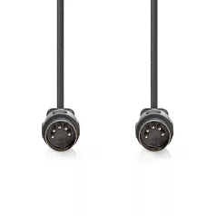   DIN audio kábel | DIN 5 Tűs Dugasz | DIN 5 Tűs Dugasz | Nikkelezett | 1.00 m | Kerek | PVC | Fekete | Label