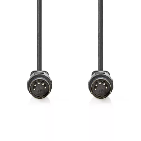 DIN audio kábel | DIN 5 Tűs Dugasz | DIN 5 Tűs Dugasz | Nikkelezett | 1.00 m | Kerek | PVC | Fekete | Label