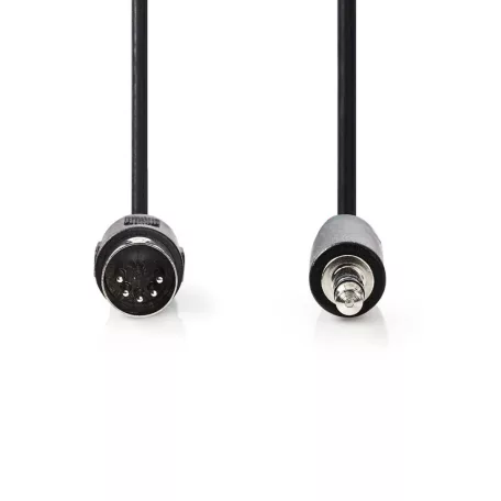 DIN audio kábel | DIN 5 Tűs Dugasz | 3.5 mm Dugasz | Nikkelezett | 2.00 m | Kerek | PVC | Fekete | Label