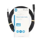 Sztereó audiokábel | 3.5 mm Dugasz | 3.5 mm Aljzat | Nikkelezett | 3.00 m | Kerek | Fekete | Label