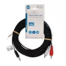 Sztereó audiokábel | 3.5 mm Dugasz | 2x RCA Dugasz | Nikkelezett | 10.0 m | Kerek | Fekete | Label