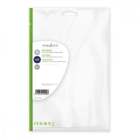 XLR adapter | XLR 3-Tűs Aljzat | RCA Aljzat | Nikkelezett | Egyenes | Fém | Ezüst | 10 db | Műanyag Zacskó