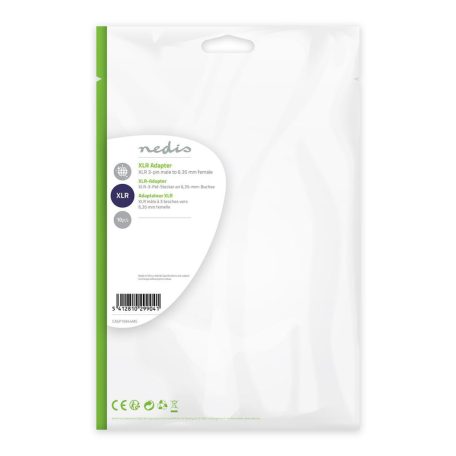 XLR adapter | XLR 3-Tűs Dugasz | 6.35 mm Aljzat | Nikkelezett | Egyenes | Fém | Ezüst | 10 db | Műanyag Zacskó