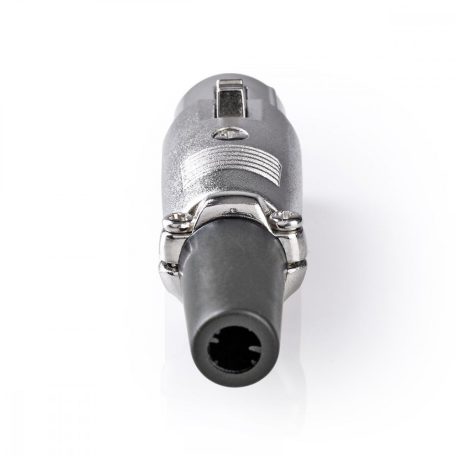XLR csatlakozó | Egyenes | Aljzat | Nikkelezett | Védő Fedél | Bemenő kábel átmérő: 7.0 mm | Fém | Ezüst | 10 db | Műanyag Zacskó