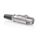 XLR csatlakozó | Egyenes | Aljzat | Nikkelezett | Védő Fedél | Bemenő kábel átmérő: 7.0 mm | Fém | Ezüst | 10 db | Műanyag Zacskó