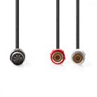 DIN audio kábel | DIN 5 Tűs Dugasz | 2x RCA Aljzat | Nikkelezett | 0.20 m | Kerek | PVC | Fekete | Boríték