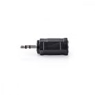 Sztereó audio adapter | 2.5 mm Dugasz | 3.5 mm Aljzat | Nikkelezett | Egyenes | ABS | Fekete | 10 db | Műanyag Zacskó