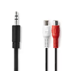   Sztereó audiokábel | 3.5 mm Dugasz | 2x RCA Aljzat | Nikkelezett | 0.20 m | Kerek | Műanyag Zacskó