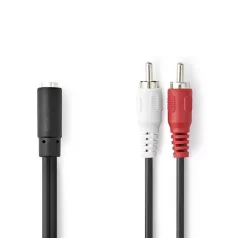   Sztereó audiokábel | 2x RCA Dugasz | 3.5 mm Aljzat | Nikkelezett | 0.20 m | Kerek | Műanyag Zacskó