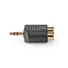 Sztereó audio adapter | 3.5 mm Dugasz | 2x RCA Aljzat | Aranyozott | Egyenes | ABS | Fekete | 10 db | Boríték