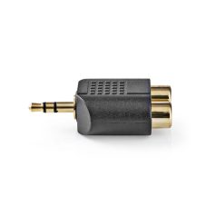   Sztereó audio adapter | 3.5 mm Dugasz | 2x RCA Aljzat | Aranyozott | Egyenes | ABS | Fekete | 10 db | Boríték