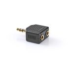 Sztereó audio adapter | 3.5 mm Dugasz | 2 db 3.5 mm-es Aljzat | Aranyozott | Egyenes | ABS | Fekete | 10 db | Műanyag Zacskó