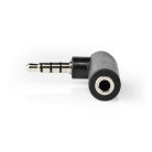 Sztereó audio adapter | 3.5 mm Dugasz | 3.5 mm Aljzat | Nikkelezett | Könyök 90 ° | Fém | Fekete | 10 db | Műanyag Zacskó