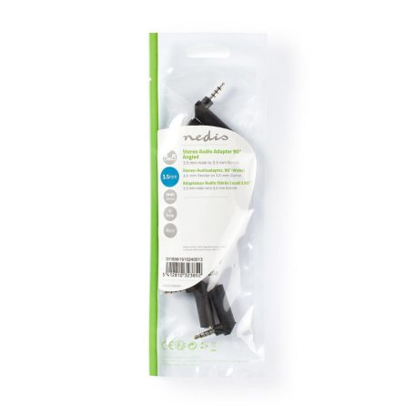 Sztereó audio adapter | 3.5 mm Dugasz | 3.5 mm Aljzat | Nikkelezett | Könyök 90 ° | Fém | Fekete | 10 db | Műanyag Zacskó