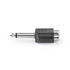  Sztereó audio adapter | 6.35 mm Dugasz | 2x RCA Aljzat | Nikkelezett | Egyenes | ABS | Fekete | 10 db | Műanyag Zacskó