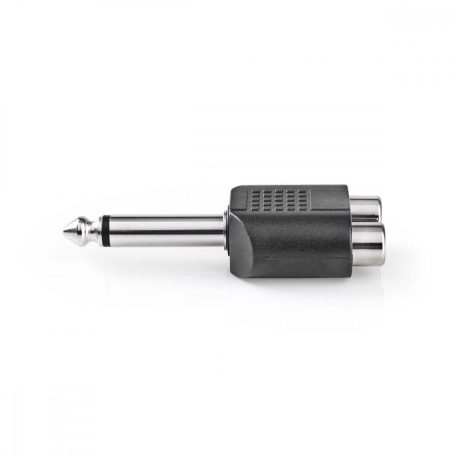 Sztereó audio adapter | 6.35 mm Dugasz | 2x RCA Aljzat | Nikkelezett | Egyenes | ABS | Fekete | 10 db | Műanyag Zacskó