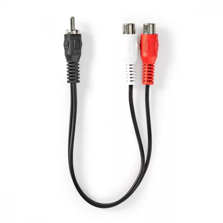 Mélynyomó kábel | RCA Dugasz | 2x RCA Aljzat | Nikkelezett | 0.20 m | Kerek | 5.0 x 2.5 mm | Fekete | Műanyag Zacskó