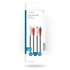 Sztereó audiokábel | 2x RCA Dugasz | 2x RCA Aljzat | Nikkelezett | 5.00 m | Kerek | Fekete | Boríték