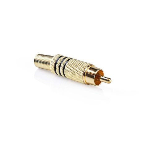 RCA csatlakozó | Egyenes | Dugasz | Aranyozott | Forrasztó | Bemenő kábel átmérő: 7.0 mm | Fém | Fekete | 10 db | Boríték
