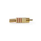 RCA csatlakozó | Egyenes | Dugasz | Aranyozott | Forrasztó | Bemenő kábel átmérő: 7.0 mm | Fém | Piros | 10 db | Boríték