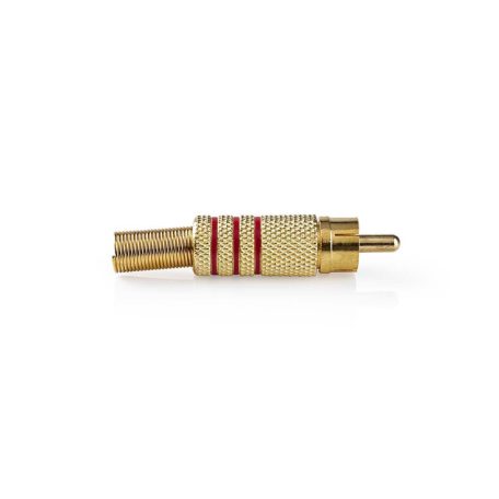 RCA csatlakozó | Egyenes | Dugasz | Aranyozott | Forrasztó | Bemenő kábel átmérő: 7.0 mm | Fém | Piros | 10 db | Boríték