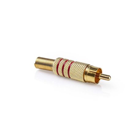 RCA csatlakozó | Egyenes | Dugasz | Aranyozott | Forrasztó | Bemenő kábel átmérő: 7.0 mm | Fém | Piros | 10 db | Boríték