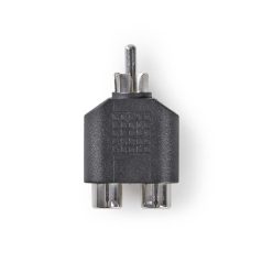   Mélynyomó adapter | RCA Dugasz | 2x RCA Aljzat | Nikkelezett | Egyenes | ABS | Fekete | 10 db | Műanyag Zacskó