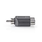 Mélynyomó adapter | RCA Dugasz | 2x RCA Aljzat | Nikkelezett | Egyenes | ABS | Fekete | 10 db | Műanyag Zacskó