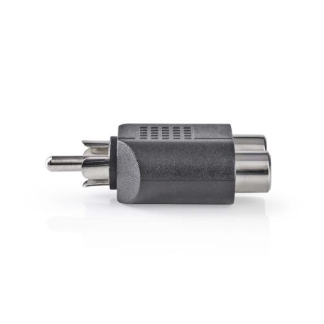 Mélynyomó adapter | RCA Dugasz | 2x RCA Aljzat | Nikkelezett | Egyenes | ABS | Fekete | 10 db | Műanyag Zacskó