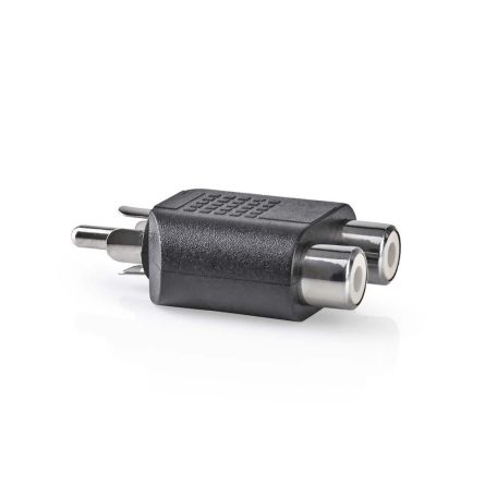 Mélynyomó adapter | RCA Dugasz | 2x RCA Aljzat | Nikkelezett | Egyenes | ABS | Fekete | 10 db | Műanyag Zacskó