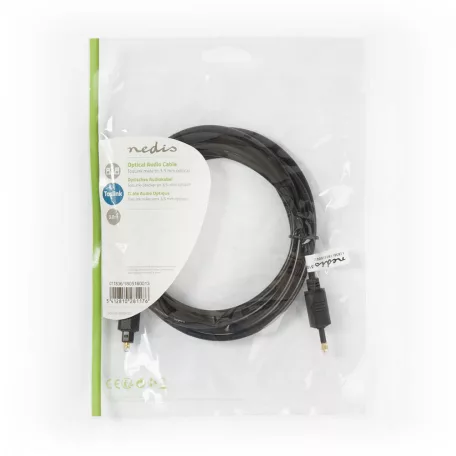 Optikai Audió Kábel | TosLink Dugasz | Mini-Toslink | 3.00 m | Kerek | PVC | Fekete | Műanyag Zacskó