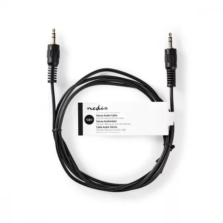 Sztereó audiokábel | 3.5 mm Dugasz | 3.5 mm Dugasz | Nikkelezett | 1.50 m | Kerek | Fekete | Papírfüles