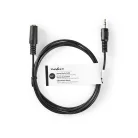 Sztereó audiokábel | 3.5 mm Dugasz | 3.5 mm Aljzat | Nikkelezett | 3.00 m | Kerek | Fekete | Papírfüles