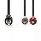 Sztereó audiokábel | 3.5 mm Dugasz | 2x RCA Dugasz | Nikkelezett | 1.50 m | Kerek | Fekete | Papírfüles