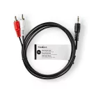 Sztereó audiokábel | 3.5 mm Dugasz | 2x RCA Dugasz | Nikkelezett | 1.50 m | Kerek | Fekete | Papírfüles